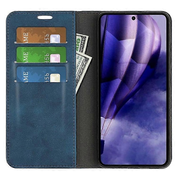 Kompatibel til HMD Skyline Etui Skin-Touch Læder Wallet Telefon Cover Blue