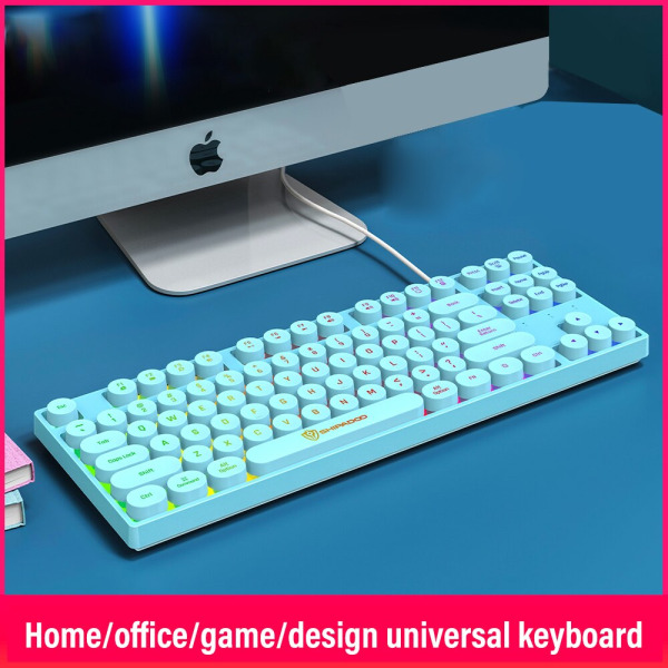 K87 Keys Punk Movie Gaming Keyboard Kabelansluten USB -port för Rainbow Lights skrivbordsbärbar dator Black