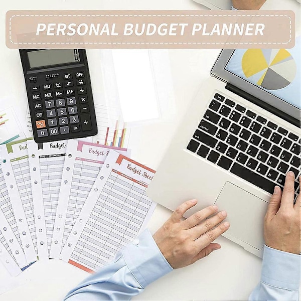 A6 Budget Organizer Binder Kontantkuvert, 60 stk. Udgifts Tracker Budgetark 6 stk. Lynlås Kontantpose