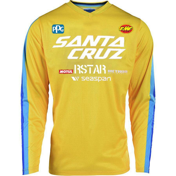 FOX sommer udendørs cykeltøj rund hals langærmet hurtigtørrende åndbar T-shirt yellow XS