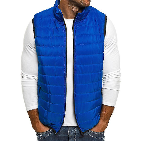 Lättviktig Vadderad Väst för Män Vinter Gilet Bodywarmer Jacka Kappa Royal blue M