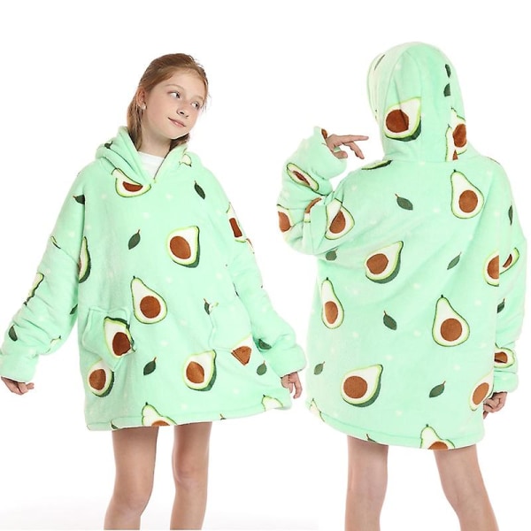 Vinter Sherpa tæppe Plys Fleece Familie Matchende Hættetrøje Pige Sweatshirt Avocado Homewear avocado KidSize