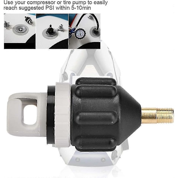 Båt Inflationsadapter, Uppblåsbar Båt Sup Pump Adapter Med Standard Vanlig Luftventil Fäste Svart 1 Pack