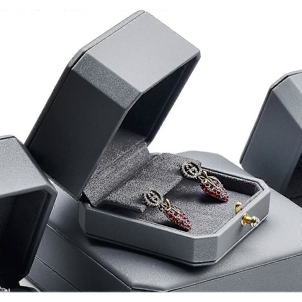 Premium Läder Örhänge Presentförpackning Showcase Örhängen Bärväska Smyckeskrin för Födelsedag och Årsdag