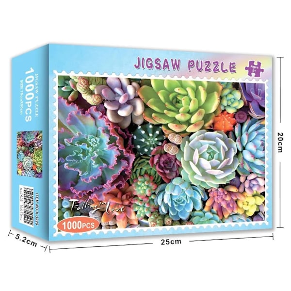 Puslespill for 1000 brikker Papirpuslespill Pedagogisk Intellektuell Dekompresjon DIY Puslespill Leker Gave Succulent plants