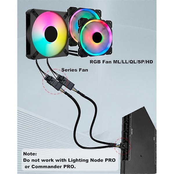 RGB-jakaja RGB HUB:lle, Lighting Node Corelle ja ICUE Commander CORE XT:lle, 4-nastainen uros-naaras tuuletin jatkojohto