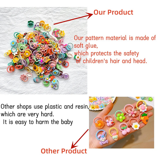 40/50/60 st/parti Barn Håraccessoarer Tecknade Elastiska Hårband Baby Huvudrep Små Djur Söta Flickor Hårprydnad 50PCS-M