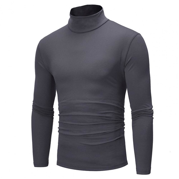 Topper Gensere Strikket Genser Langermet Høyhalset Herre Genser Myk Elastisk Strikket Skjorte For Høst Vinter Strikkede Gensere Dark Gray 2XL