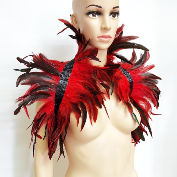 Höyhenbolero Höyhen Huivi Tekokaulus Olkapäähuivi Cape Goottilainen Kaulus Nauhoilla Cosplay Pukujuhlat Huivi Naisille Lace Colorful