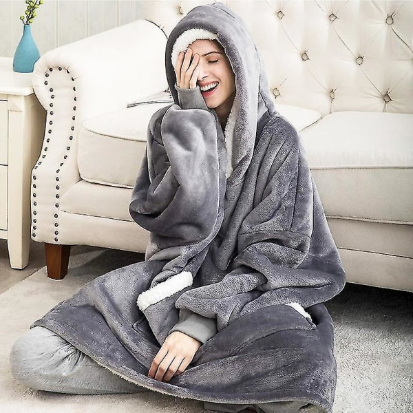 Oversized hettegensere dame vinter hettegensere fleece gigantisk TV-teppe med ermer genser oversized dame hettegenser sweatshirts style 9