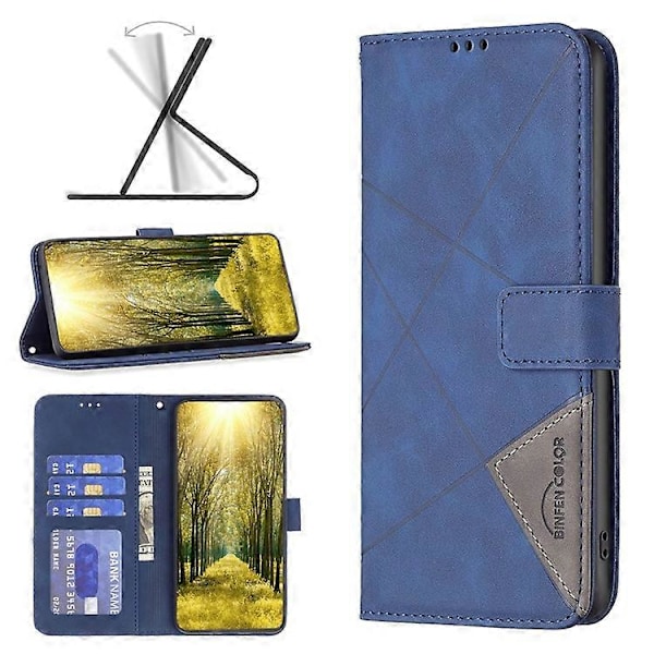 BINFEN COLOR BF05 Kompatibel med Huawei Mate 60 Pro / Mate 60 Pro+ Wallet Præget Læder Telefon Cover Stativ Blue