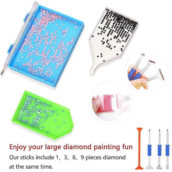 Set med 26 Diamantmålningsverktyg 5D Diamantmålning och 2 Diamantmålningsförvaringslådor 28 Fack