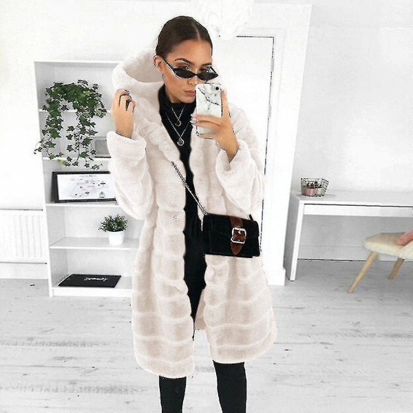 Dam Fuskpäls Kappa Vinter Casual Kappa Långärmad Fleecejacka S Black