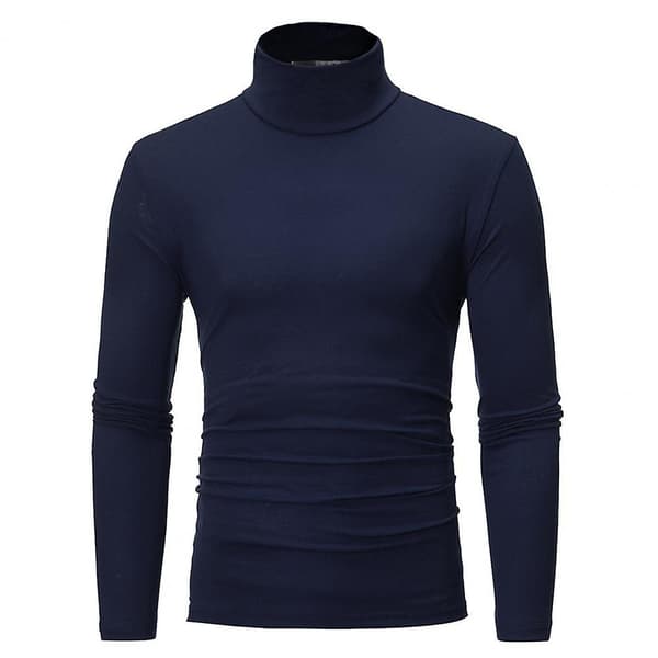 Toppar Tröjor Stickad Pullover Långärmad Polotröja Herr Pullover Mjuk Stretchig Stickad Tröja För Höst Vinter Stickade Tröjor Royal Blue XL