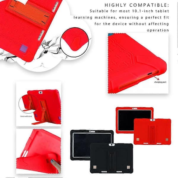 Universal Stødsikkert Silikone Cover Etui Til 10 10.1 Access Tablet Android  U:K red