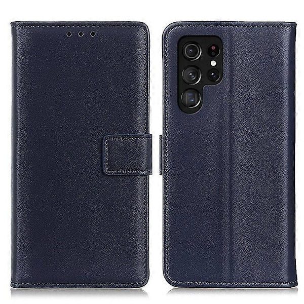 Anti-fald Mobiltelefon Cover Kompatibelt Til Samsung Galaxy S23 Ultra 5G, PU Læder Foldbart Stativ Beskyttende Flip Telefon Wallet Etui Blue