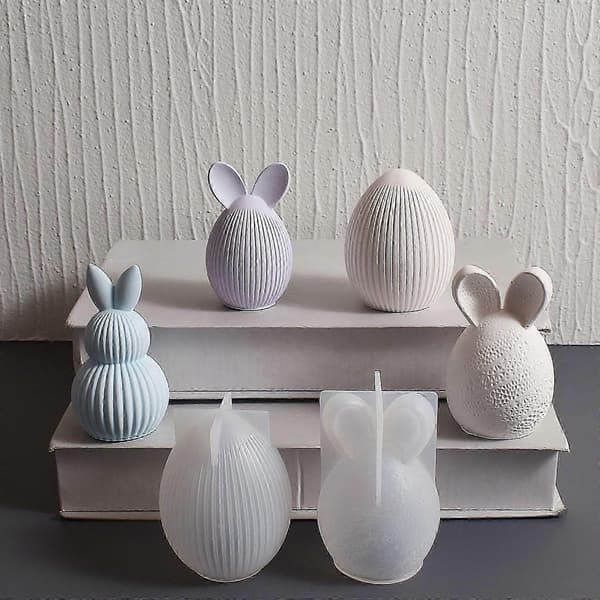3D Kaninæg Påske Silikoneform, DIY Kanin Lysforme, Harpiks Støbeform til Lysfremstilling Polymer Ler Håndværk Gips, Aromaterapi Håndværksforme