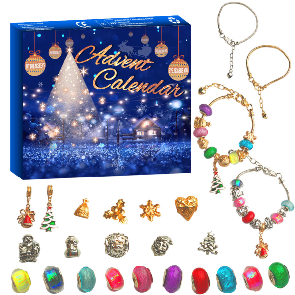 Christmas Countdown Blind Box Farve Ornamenter Ring Armbånd Advent Kalender Legetøj Blind Box Gave new bracelet