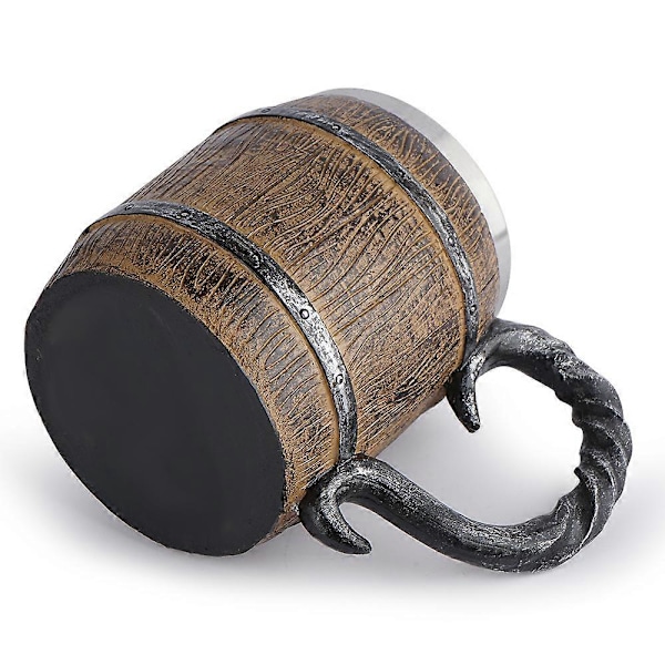 Nordisk Medeltida Viking Ölmugg - Ölmugg - Ölglas - Ek - Rostfri Metallmugg - Handgjord - Julklapp - Present till Män (Brun)