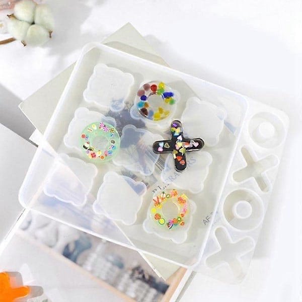Tå Spel Resin Formar Silikon XO Schackbräde Epoxiharts Form DIY Hantverk för Barn och Vuxna