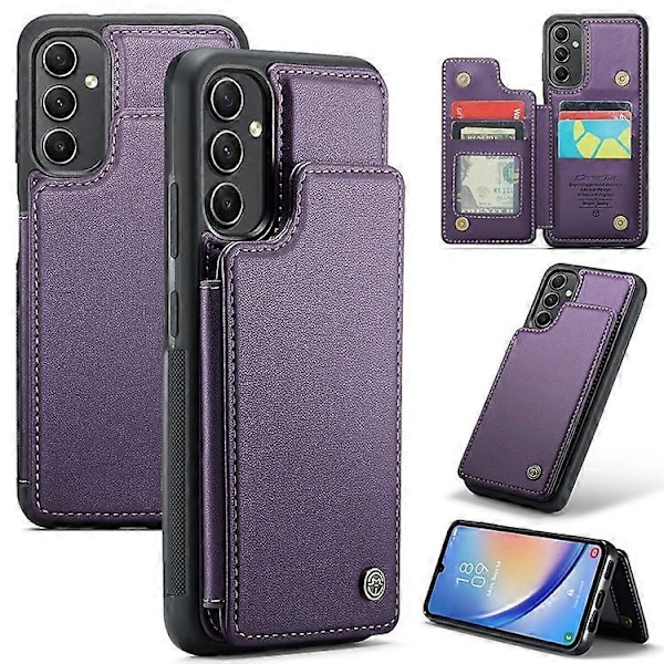 CASEME C22 Serie Kompatibel Med Samsung Galaxy A54 5G Etui RFID Læder+TPU Telefon Cover Purple