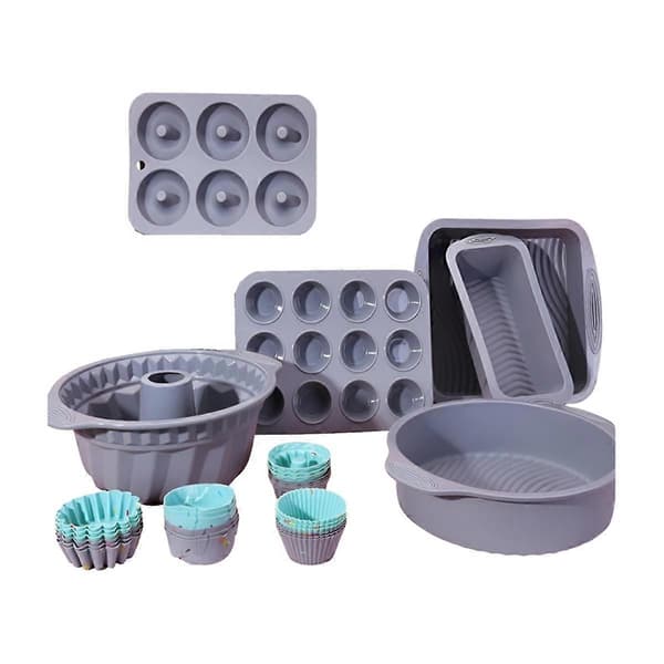 Silikon Kakeformer og Bakeformer Silikon Muffinsformer Kakebakeutstyr Grå
