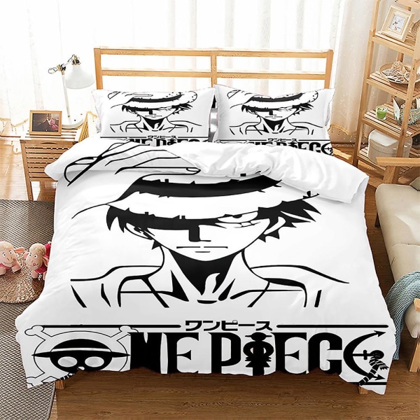 Anime One Piece 3d Printet Sengesæt Dynebetræk Dynebetræk Pudebetræk Børnegave Farve 2 AU QUEEN 210x210cm