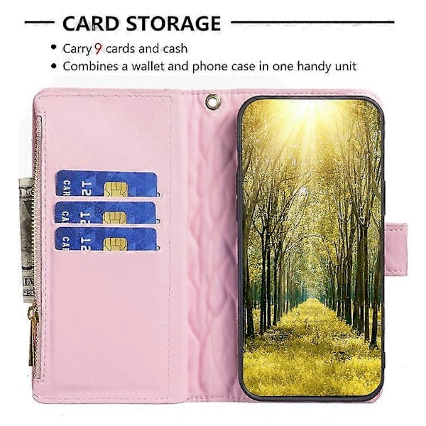 BINFEN COLOR Kompatibel med Samsung Galaxy A32 4G (EU Version) BF Style-15 Rombmönster Präglat Skyddsfodral med Dragkedja P Pink