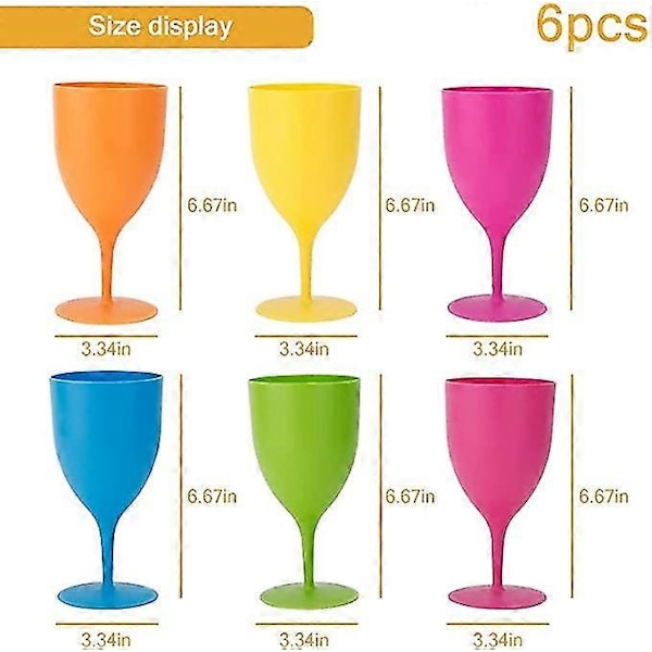 Plastvinglas Set om 6, Återanvändbara 300ml Vinglas Frostat Enfärgat Cocktailglas Okrossbart