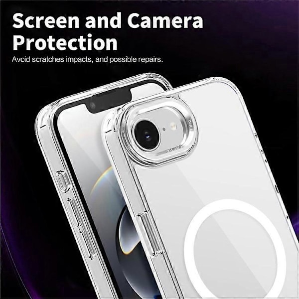 Kompatibelt deksel for iPhone 16e TPU+PC Transparent Magnetisk Telefondeksel Transparent