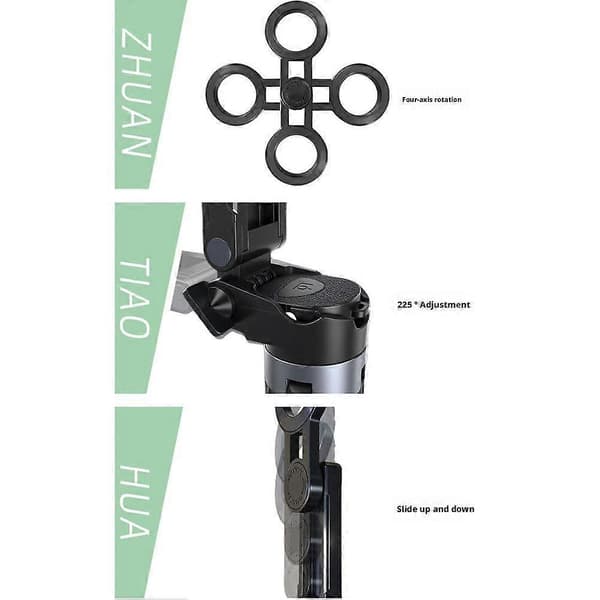 Universell uttrekkbar trådløs Bluetooth Selfie Stick Stativ Sammenleggbar for iPhone black