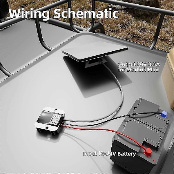 Uppstegsströmkabel för Starlink Mini - 12V/24V till 30V 3.5A Omvandlare