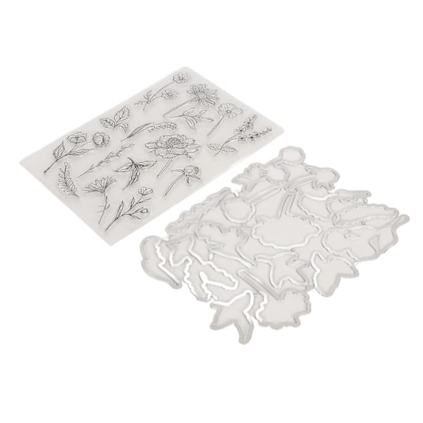 Klart Stempel Blomster Blader Stil Klar Sikker Gjenbrukbar TPR Bred Anvendelse Transparent Stempel for Kort Konvoluttlaging