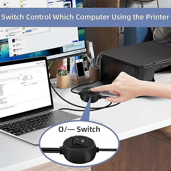 2 i 1 Printerkabel USB A til B Han til Han Printerkabel til Printer Splitter til To Computere B