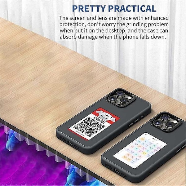 Yhteensopiva iPhone 16 Pro Max E Ink -puhelinkuori, 4-värinen näyttö, DIY langaton NFC-valokuvien näyttö Black