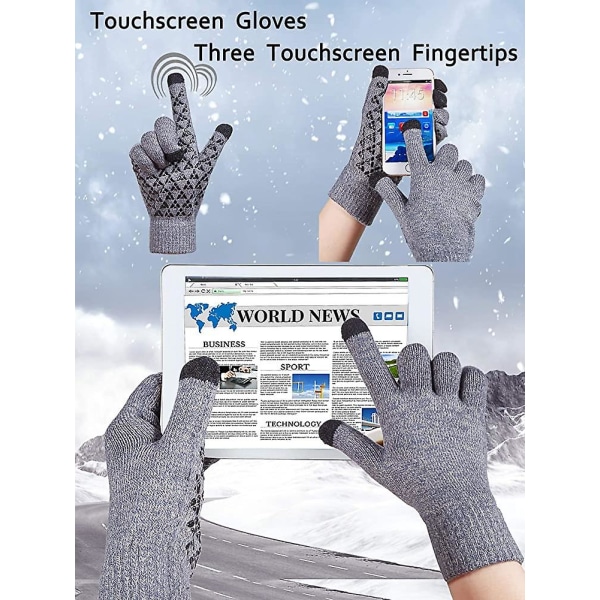 4 Par Vinter Strik Touchscreen Handsker Varme Teksthandsker Elastiske Skridsikre