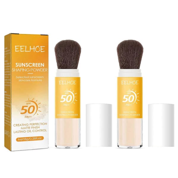 SPF50 Sminke Solkrem Setting Powder Pustende Langvarig Ansiktskomprimert Setting Powder Ansiktskosmetikk 2pcs