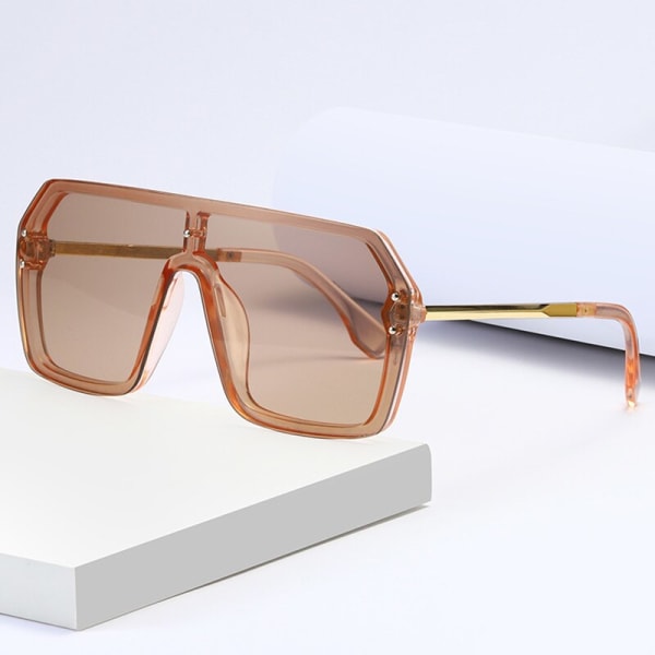 Mode rosa spegelglasögon dam färgglada överdimensionerade metallglasögon Uv402 skyddande solglasögon Gradient
 Brown Style3