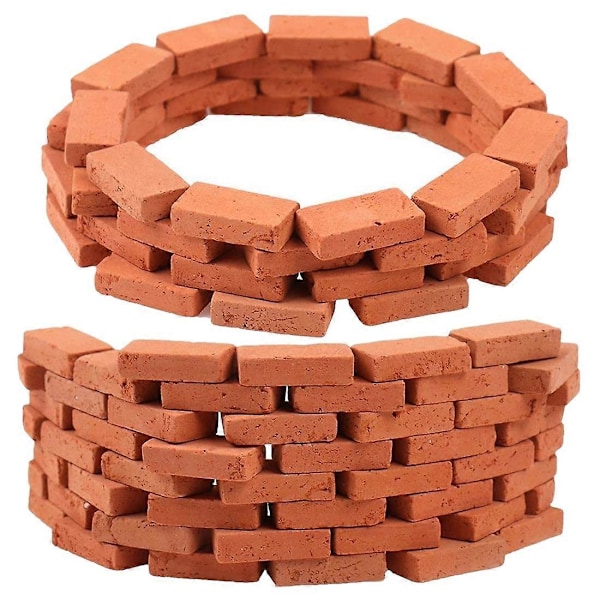 150 kpl Mini Tiiliä 1/16 Pienoiskoossa Simulaatio Punainen Tiili DIY Keijupuutarhakoriste Lelulle