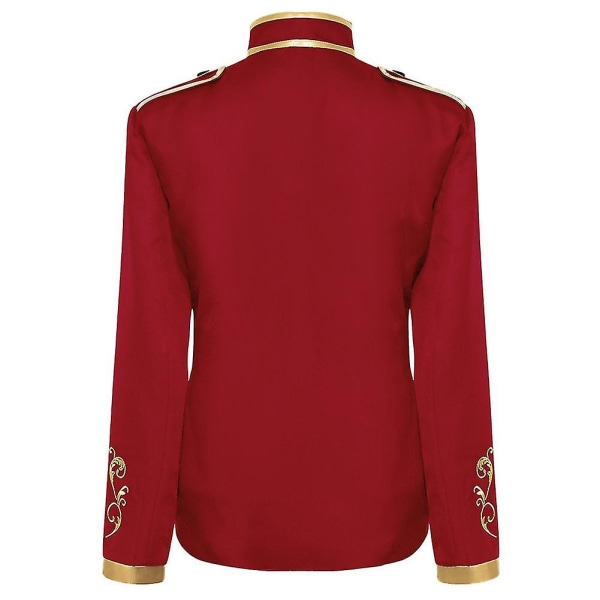 Herre Court Fashion Prince Uniform Guld Broderet Jakkesæt Jakke Red L