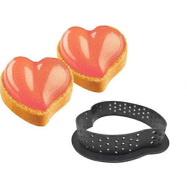 12 stk. Hjerteformede Tartringer Varmebestandige Perforerte Kake Mousse Ring Non Stick Bakeutstyr Mini Ca