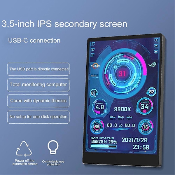 3,5 tums IPS Dator Liten Sekundär Skärm USB Chassi Sekundär Skärm Datorövervakning Displ