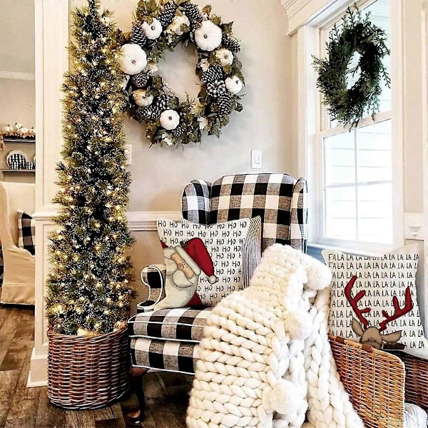 Soffdekoration Kudde 45x45 Cm Dekorativa Överdrag för Soffor Inredning Jul Vardagsrum Hem Vit 16 Kuddfodral Jultomte Älgar Gåvor 4 St