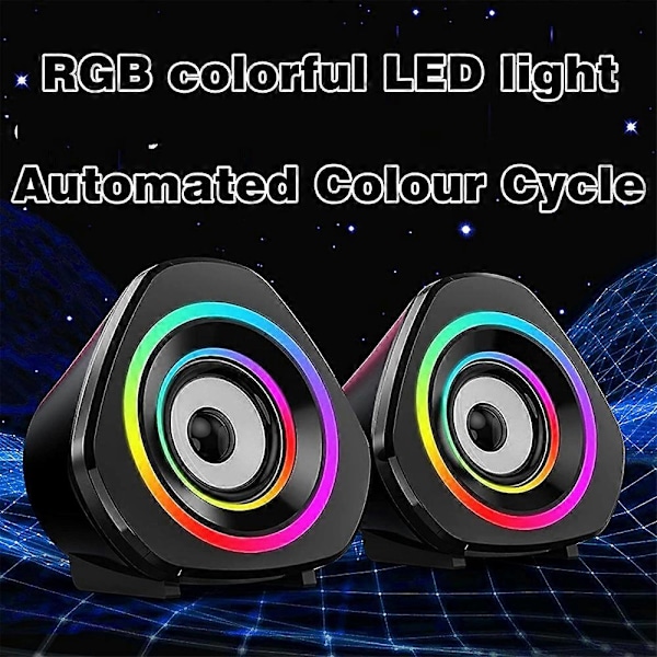 Datorhögtalare PC Skrivbord Laptop Högtalare RGB Ljus USB-driven Volymkontroll för PC/Laptops/De