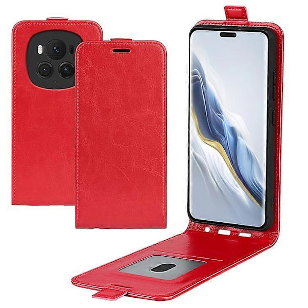 Yhteensopiva Honor Magic6 Pro 5G iskunkestävä suojakotelo korttipaikalla ja pystysuoralla läpällä Red
