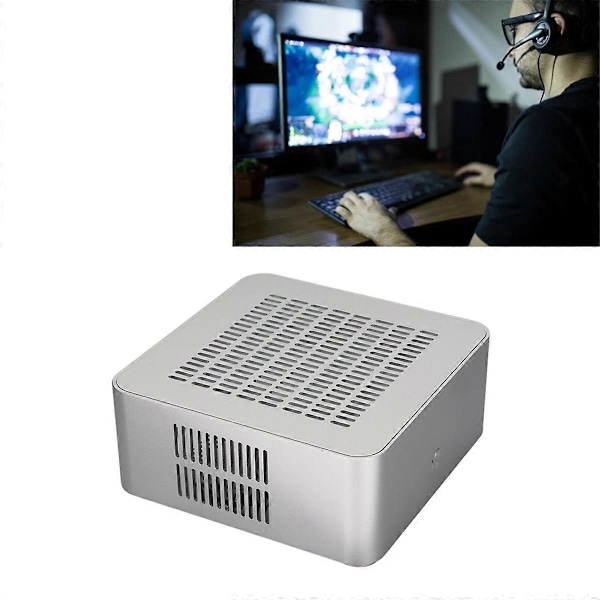 Aluminiumchassi Litet Skrivbordsdatorfodral PSU HTPC Mini-ITX PC-fodral 2 USB 3.0-portar