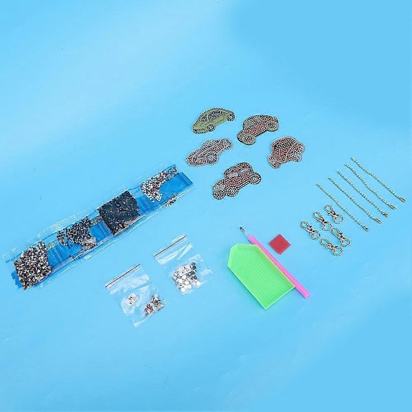 DIY Full Drill Diamantmålning Mini Bil Nyckelring Väska Hängande Dekoration Hantverksmaterial Kit