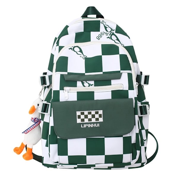2023 Ny Nylon Taske Stribet Rygsæk Junior Skoleelev Skoletaske Green