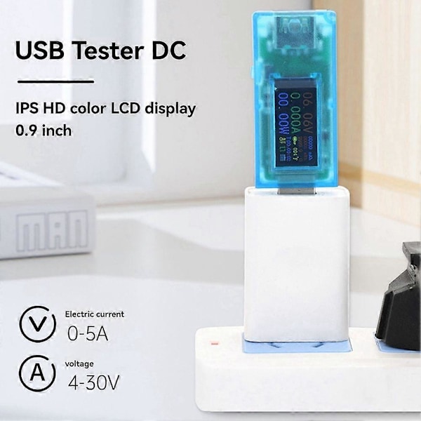 0,96 tum IPS LCD-skärm 13-i-1 Multifunktionell USB-testare Spänning Ström Effektmätare Voltmeter A