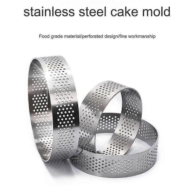 Rustfritt stål terteform ring tertelett kake mousse former kjeks bakverk sirkel kutter pai perforert
